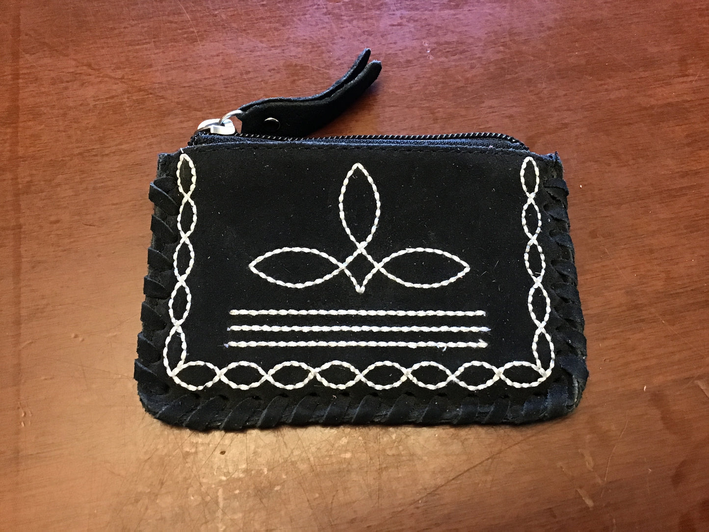 Suede Boot Stitch Coin Pouch