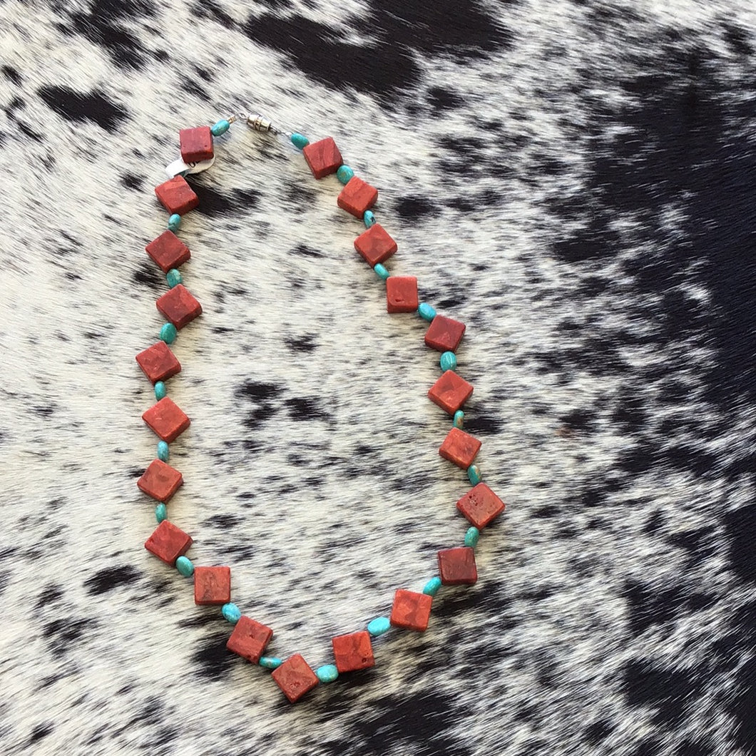 Red/Turquoise Rocks Necklace