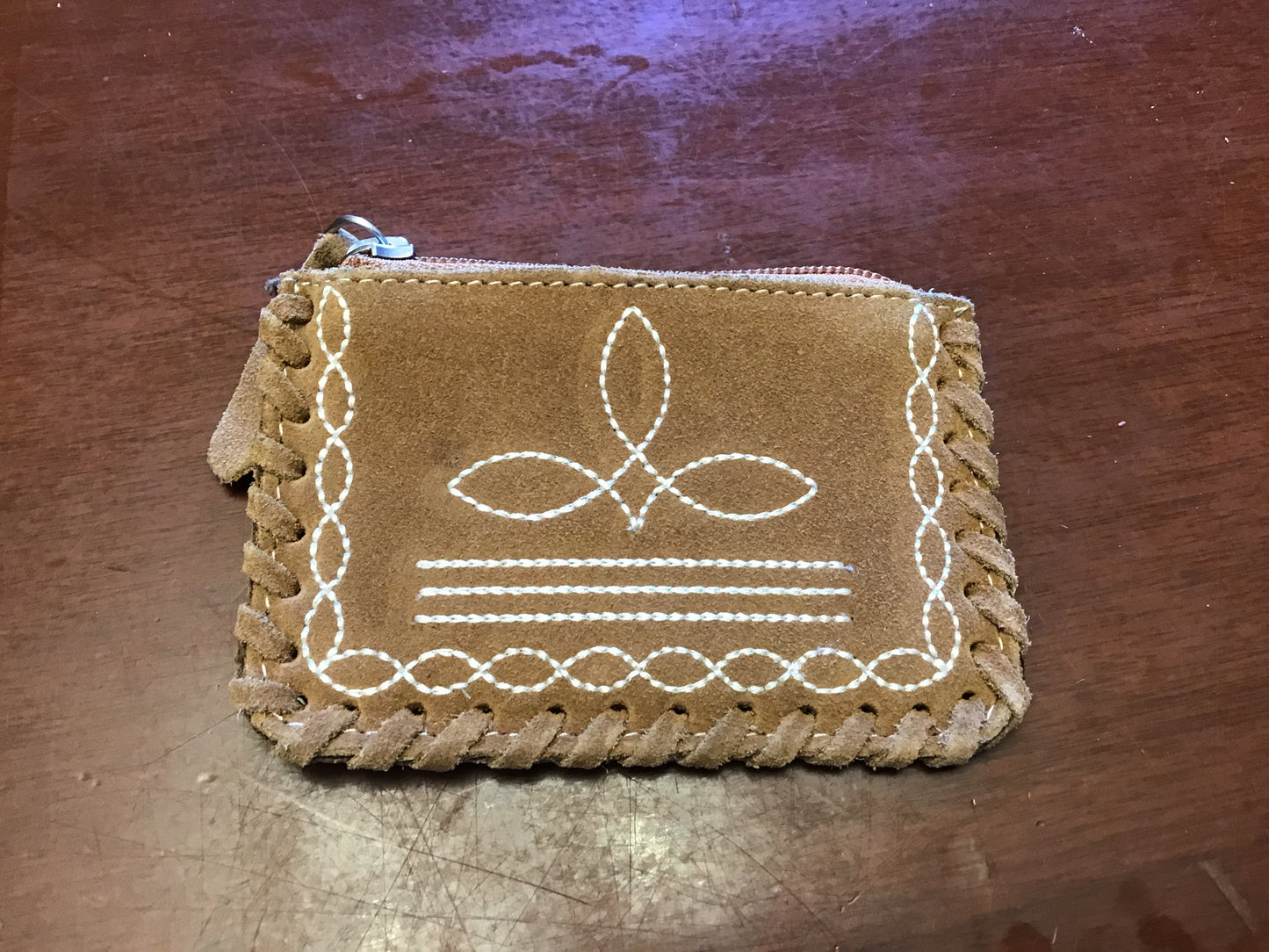 Suede Boot Stitch Coin Pouch