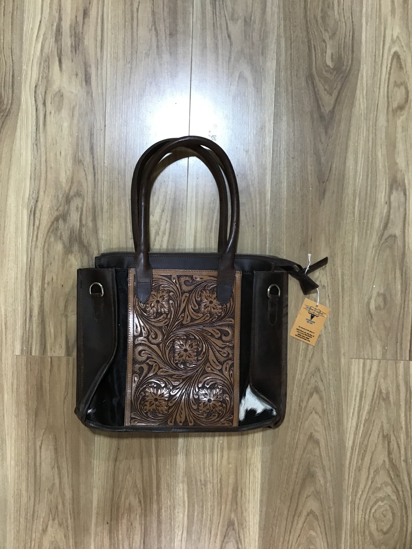 CC Cowhide/ Tooled Shoulder Purse