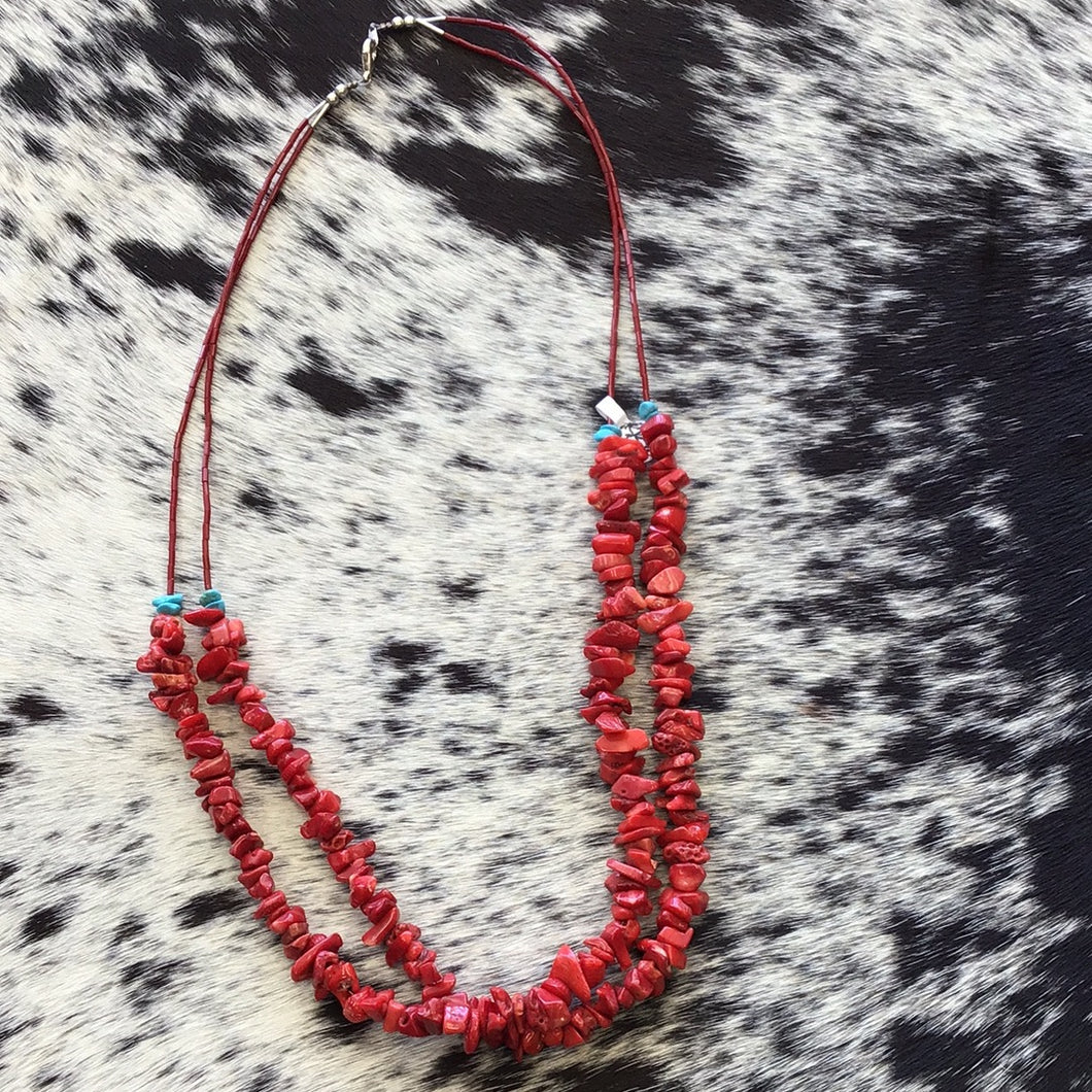 Red Beaded/rock Necklace