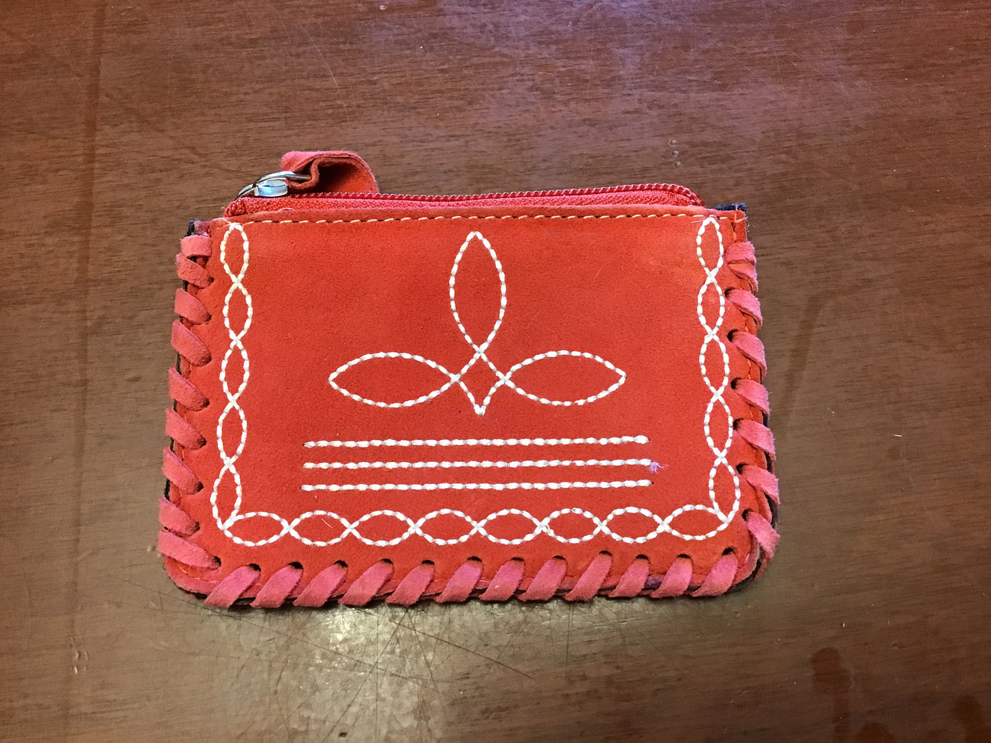 Suede Boot Stitch Coin Pouch
