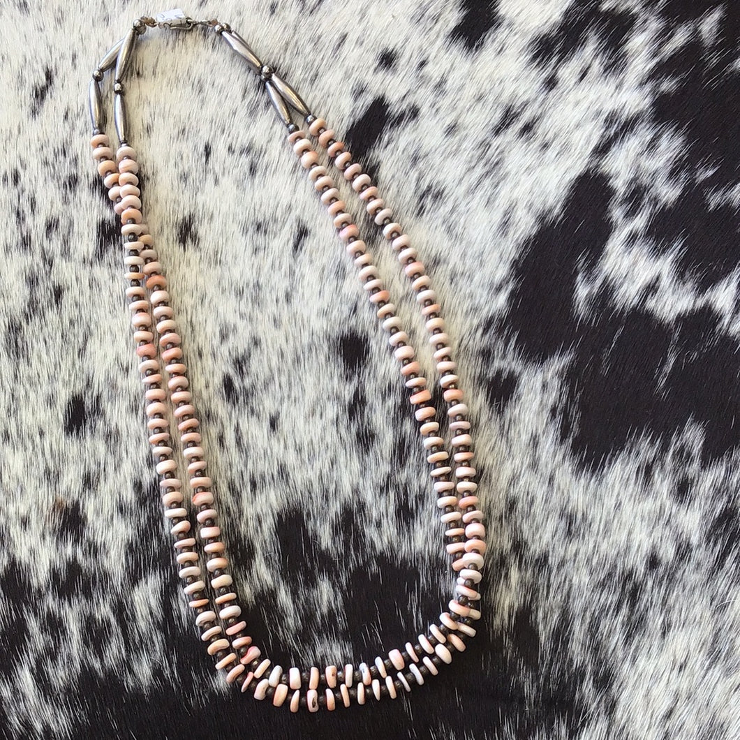 Pink/Silver Beaded/Rock Necklace