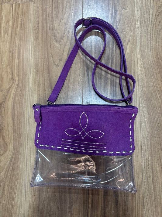 Purple Boot stitch Clear Crossbody