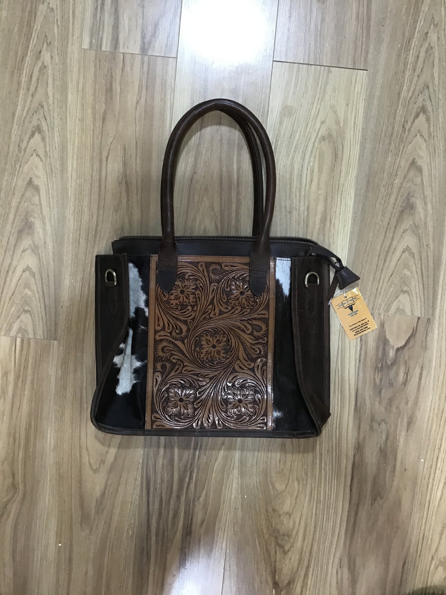CC Cowhide/ Tooled Shoulder Purse