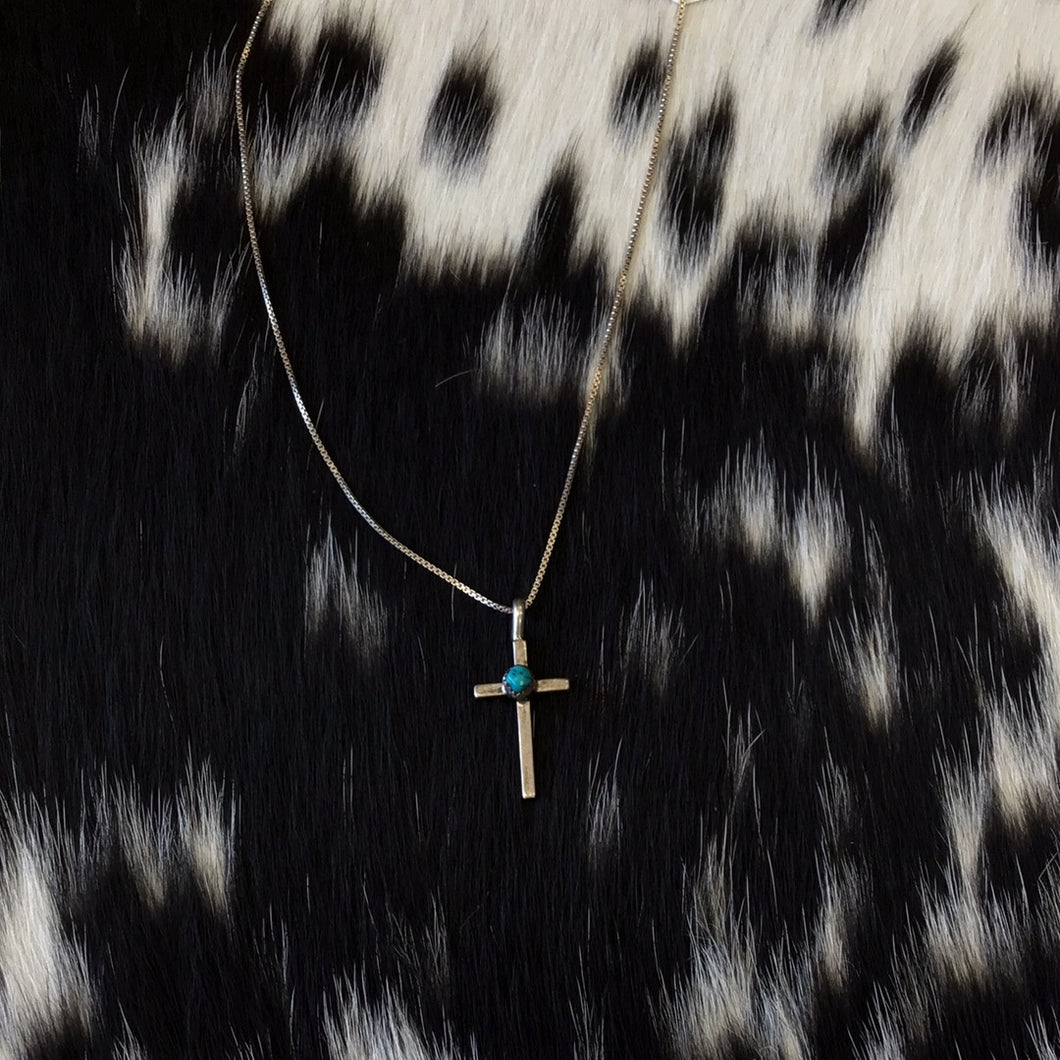 Cross Turquoise Stone Necklace