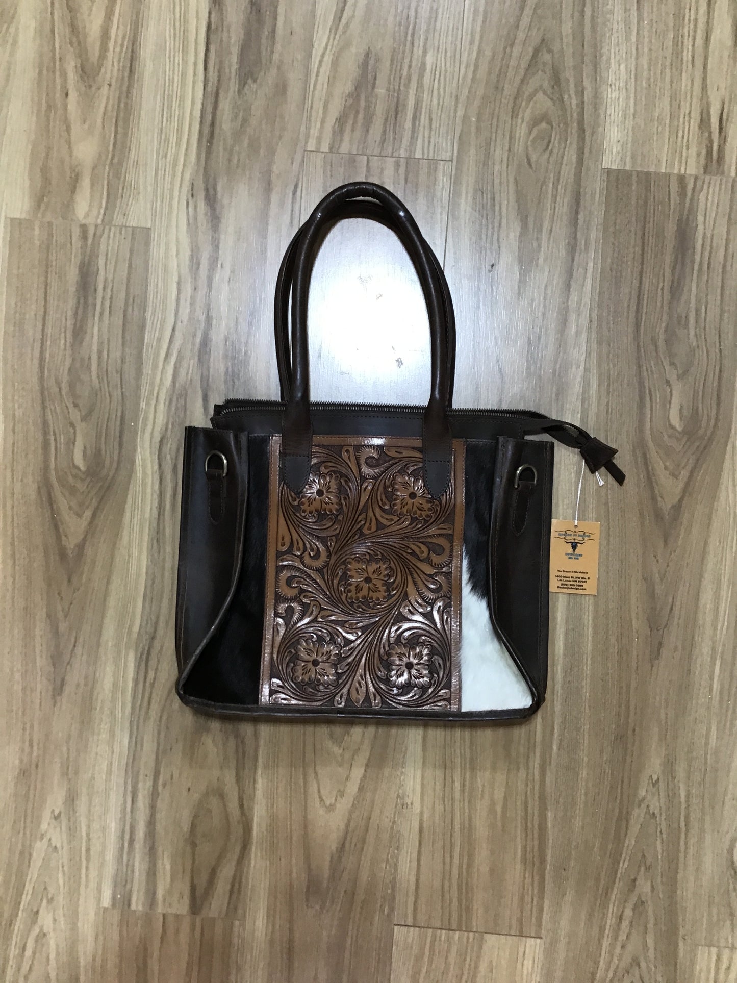 CC Cowhide/ Tooled Shoulder Purse