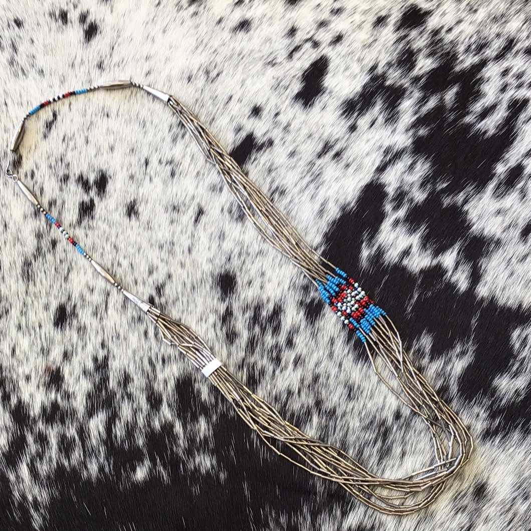 Native Beaded Silver Necklace