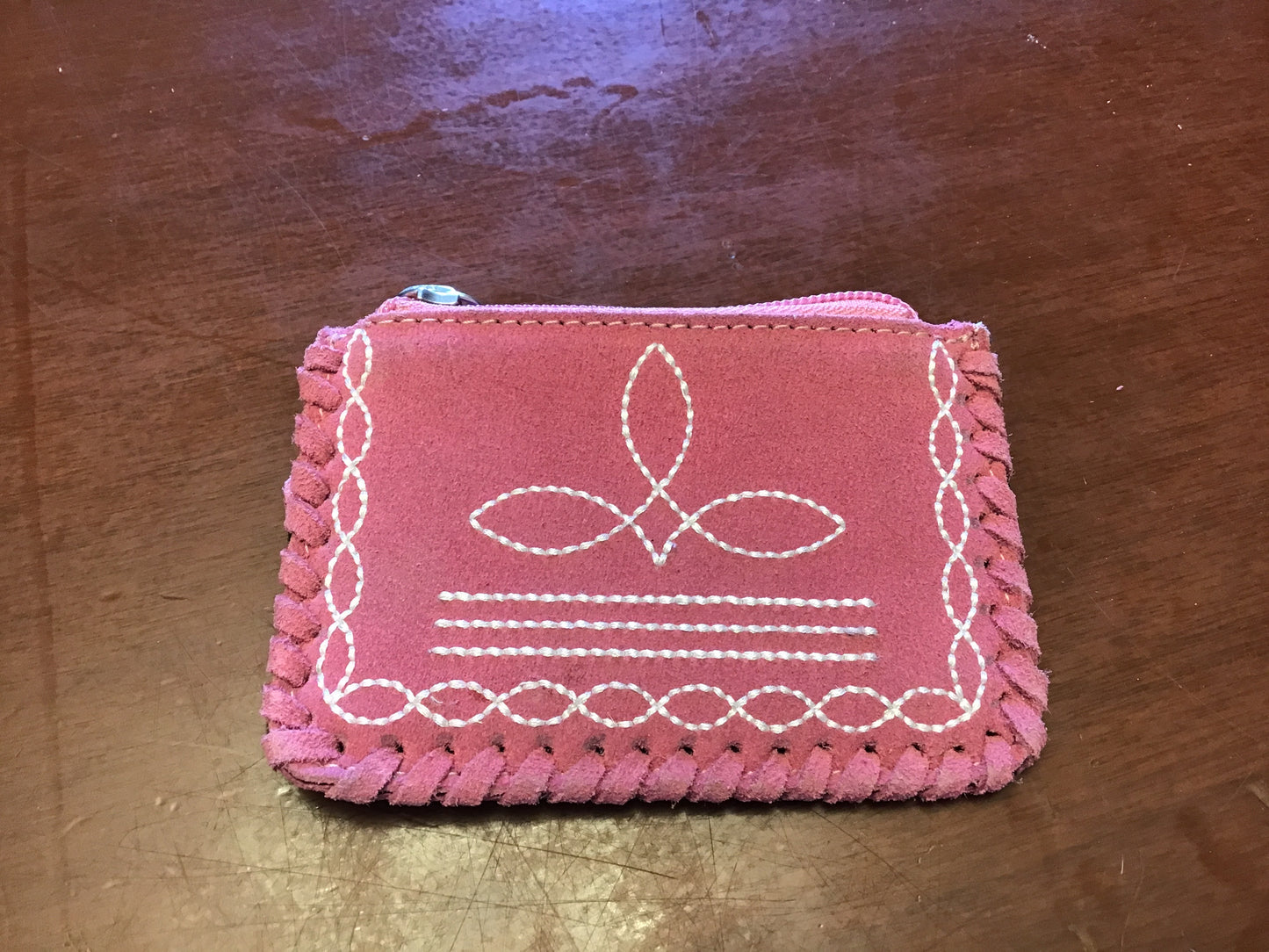 Suede Boot Stitch Coin Pouch