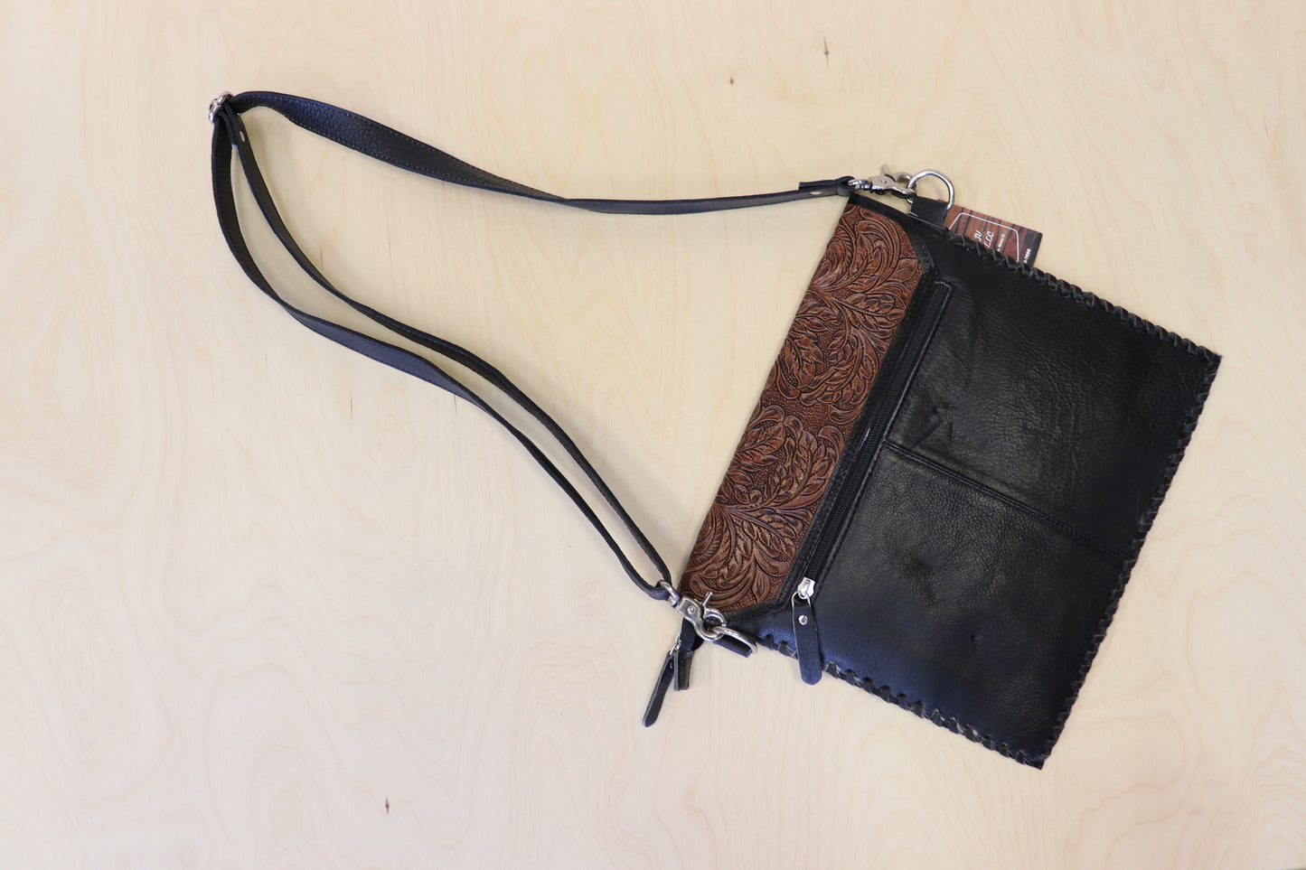 Tooled Flap/ Cowhide/ Turq Cactus Crossbody