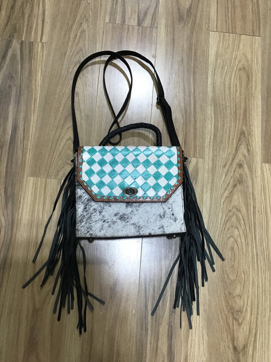 Checkered Fringe Crossbody