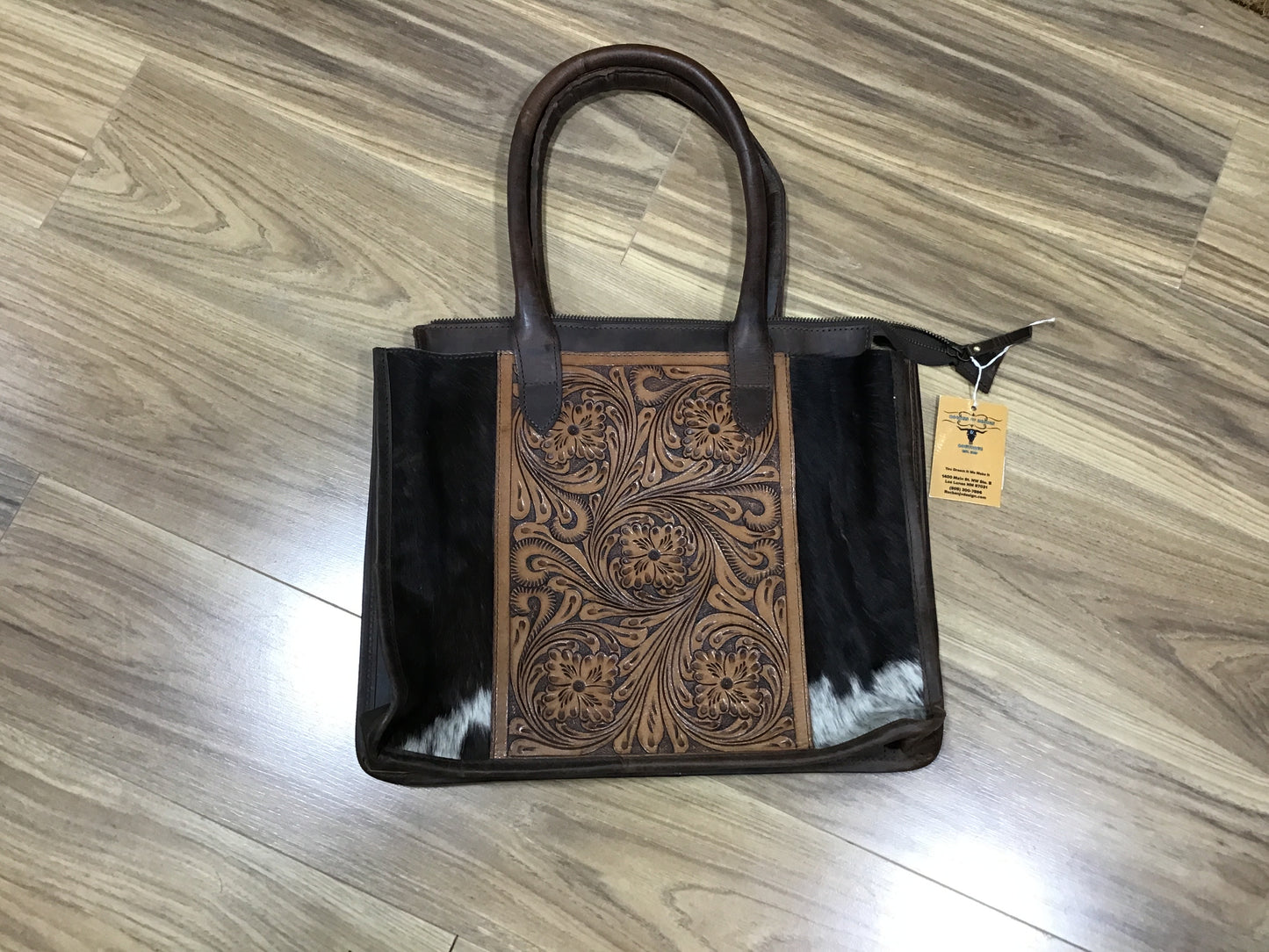 CC Cowhide/ Tooled Shoulder Purse